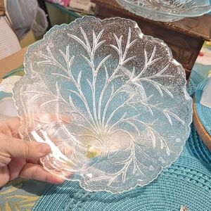 Vintage INDIANA GLASS TWIGGY PEBBLE LEAF CLEAR GLASS DINNER PLATE 10IN